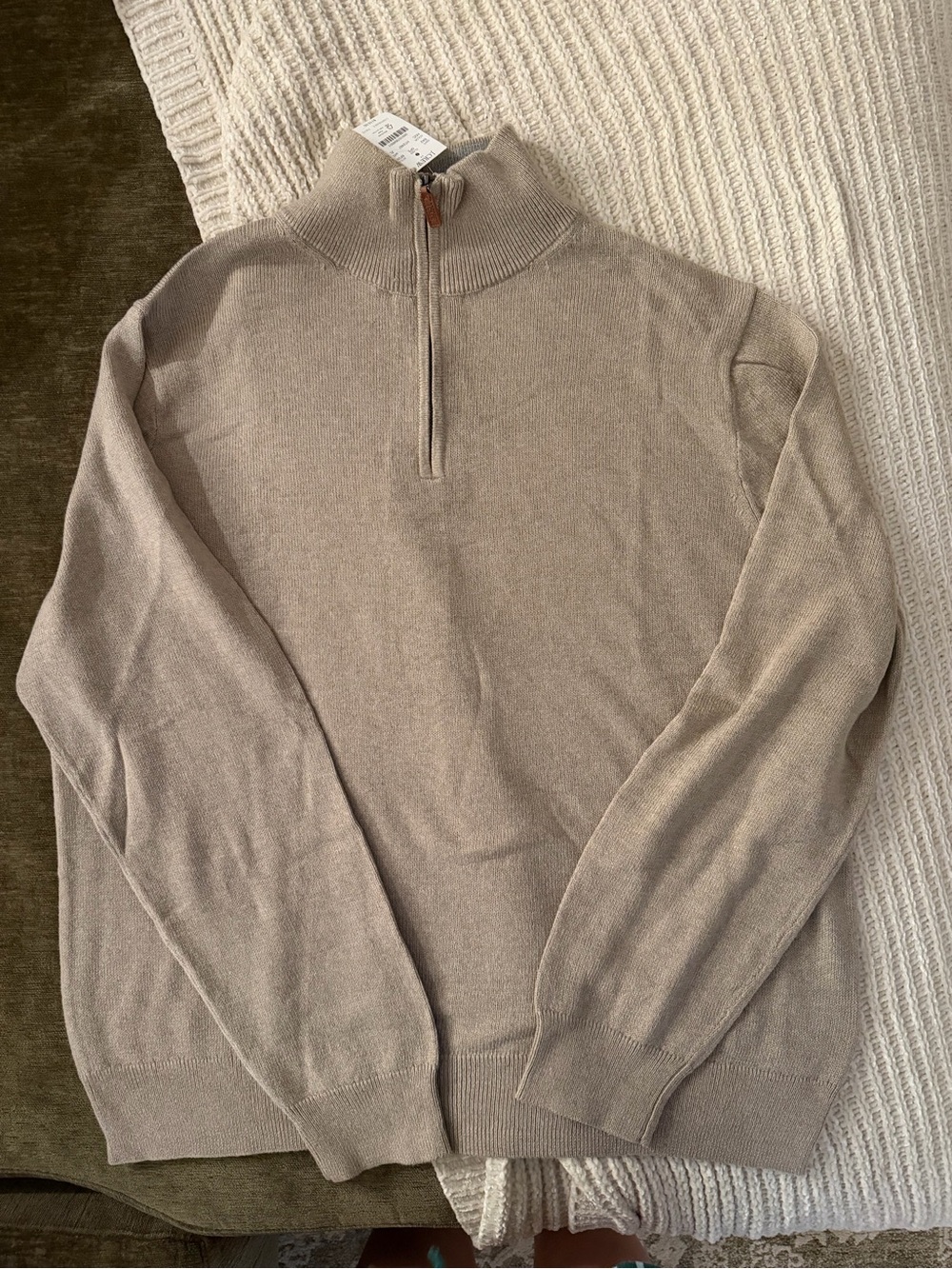 J. Crew Men's Half-Zip Mock Neck Sweater in Taupe
